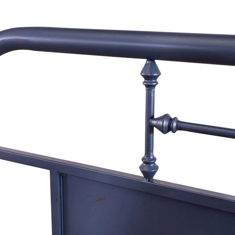 Tête de lit en métal vieilli style Queen size - Blanc antique ou Bleu marine