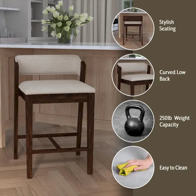 Tabouret de comptoir en bois moderne à dossier bas
