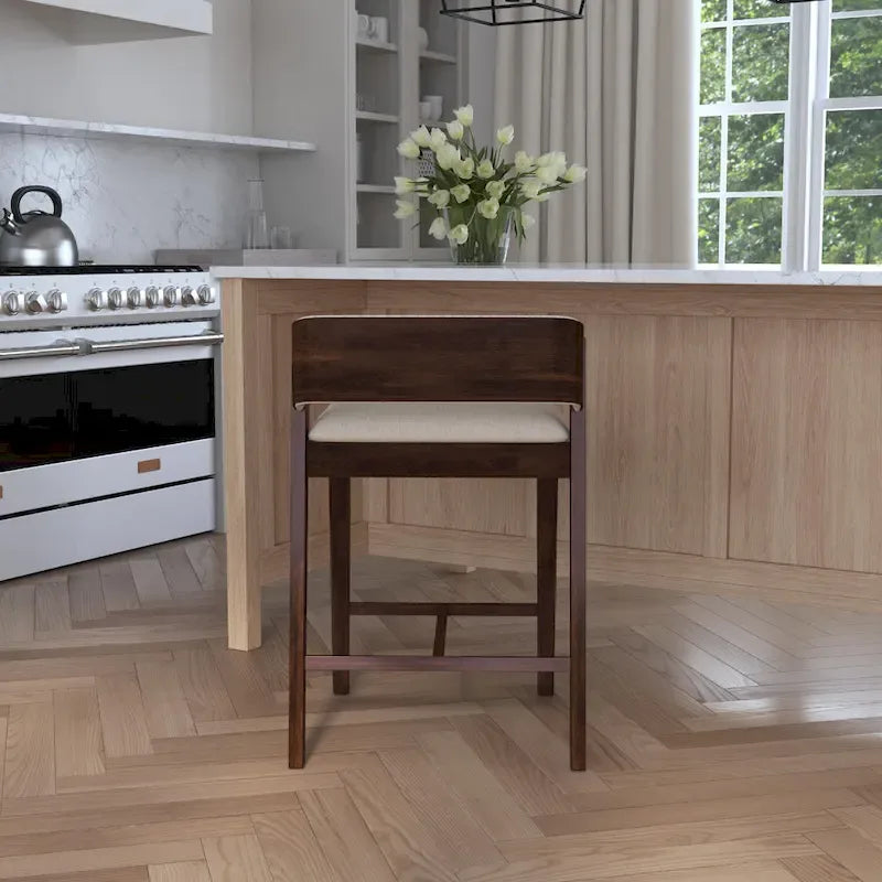 Tabouret de comptoir en bois moderne à dossier bas