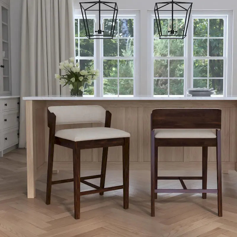 Tabouret de comptoir en bois moderne à dossier bas