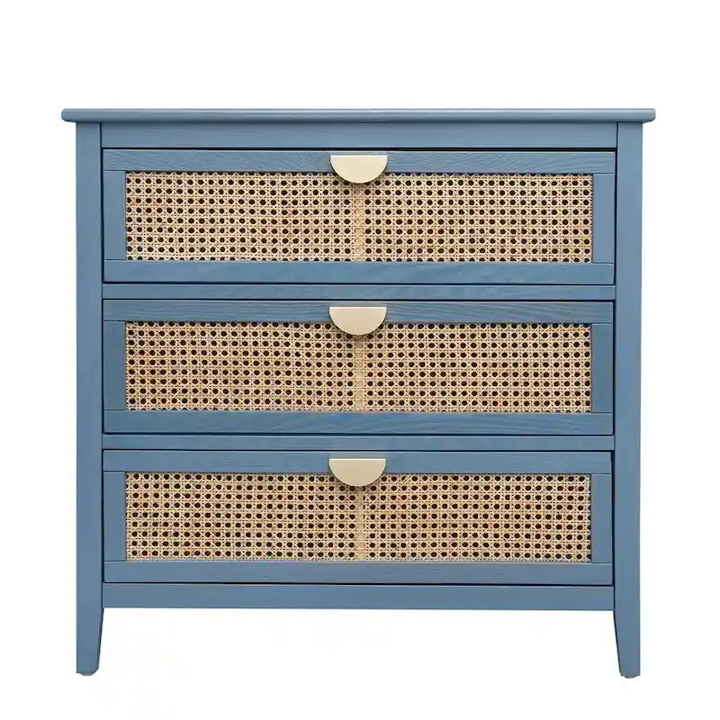 Meuble de rangement en rotin à 3 tiroirs pour chambre à coucher et salon