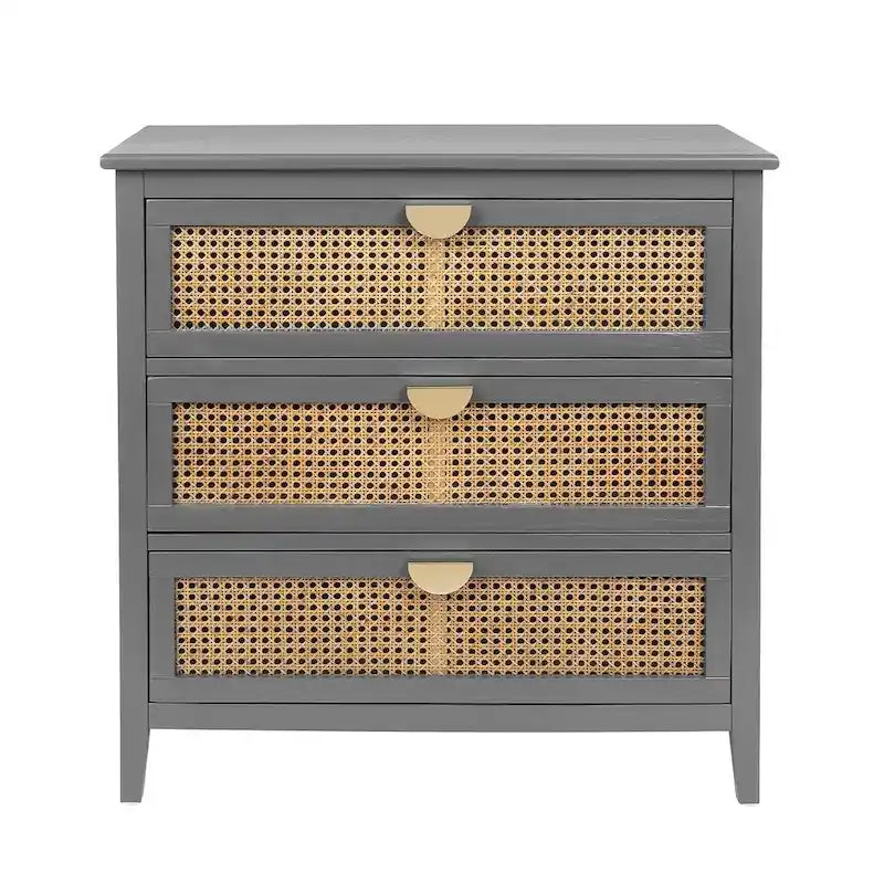 Meuble de rangement en rotin à 3 tiroirs pour chambre à coucher et salon