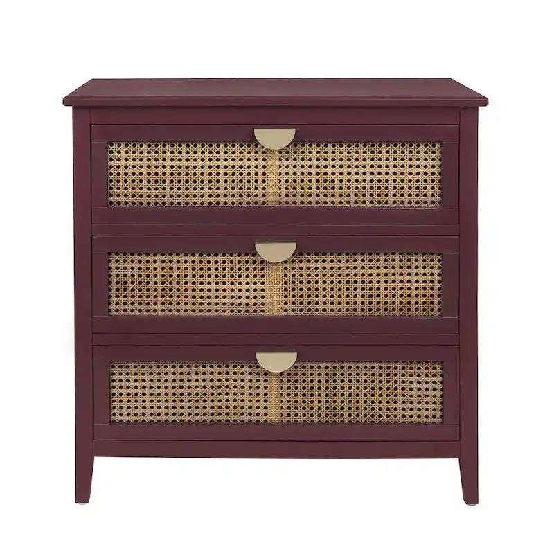 Meuble de rangement en rotin à 3 tiroirs pour chambre à coucher et salon