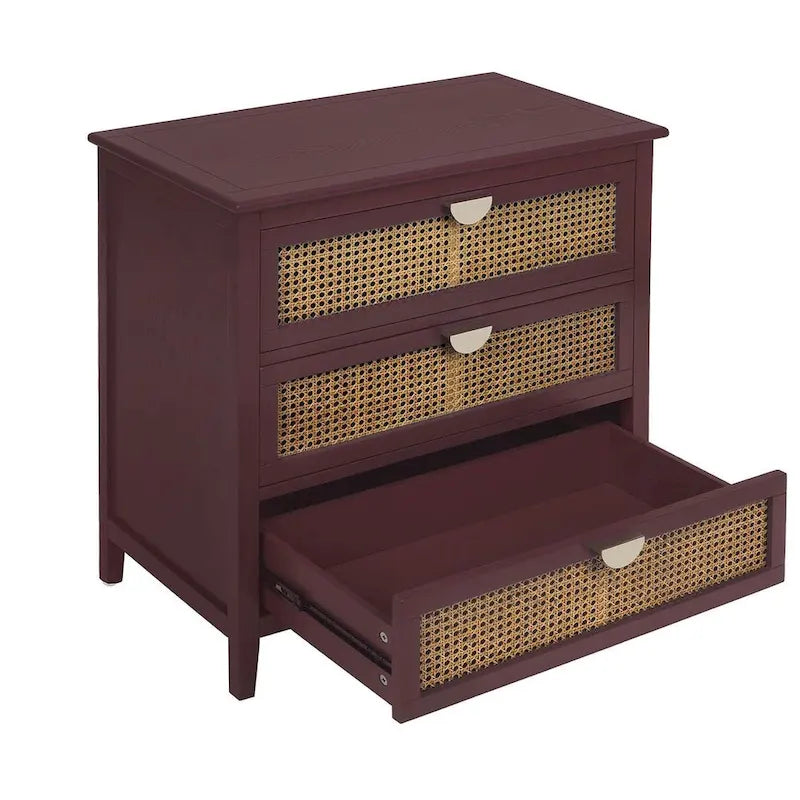 Meuble de rangement en rotin à 3 tiroirs pour chambre à coucher et salon