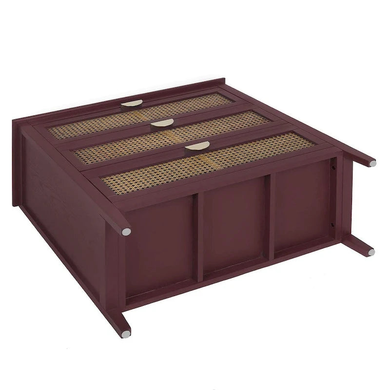 Meuble de rangement en rotin à 3 tiroirs pour chambre à coucher et salon