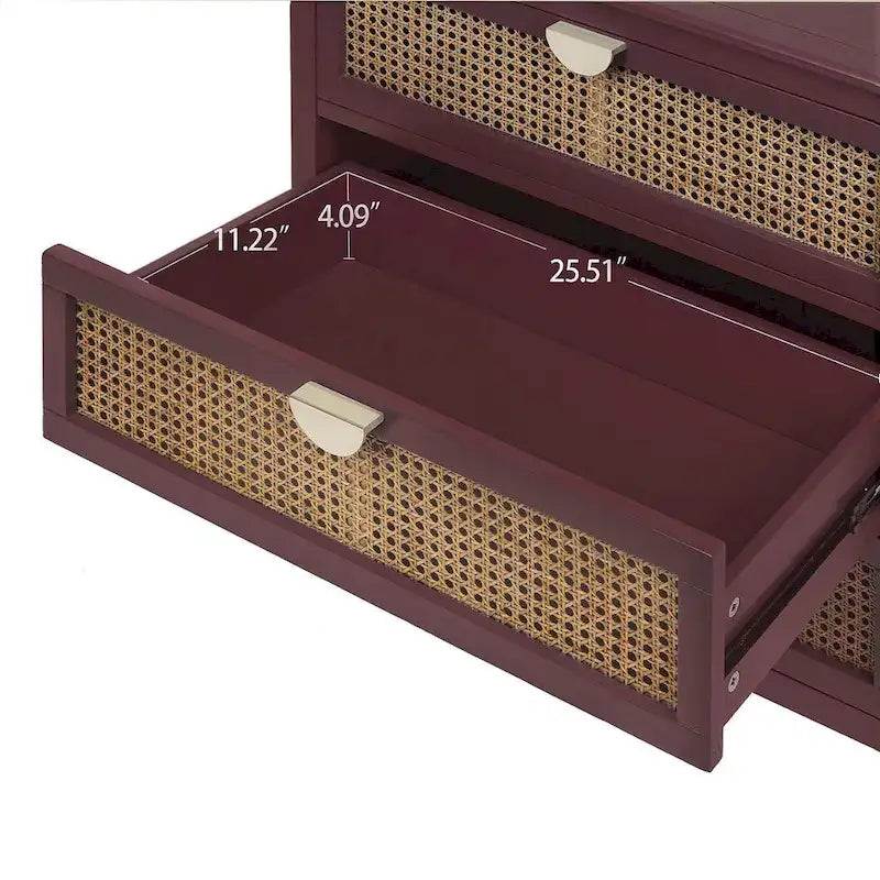 Meuble de rangement en rotin à 3 tiroirs pour chambre à coucher et salon