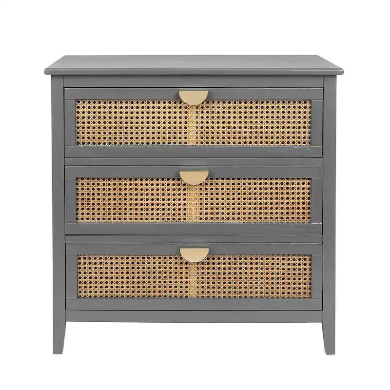Meuble de rangement en rotin à 3 tiroirs pour chambre à coucher et salon