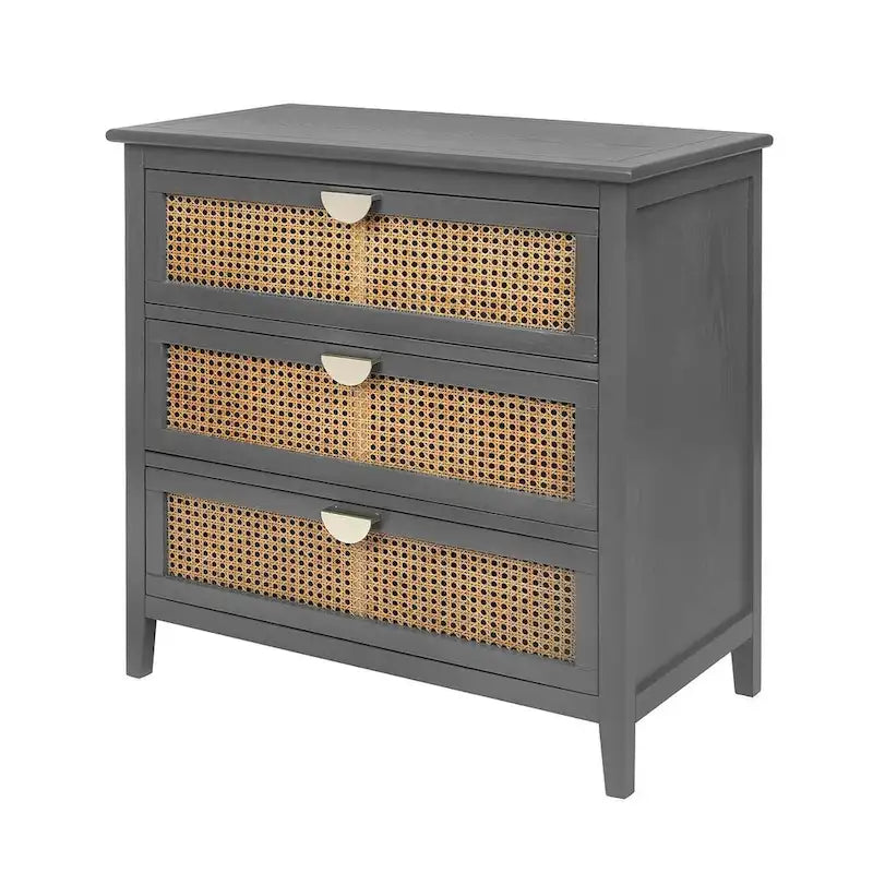 Meuble de rangement en rotin à 3 tiroirs pour chambre à coucher et salon