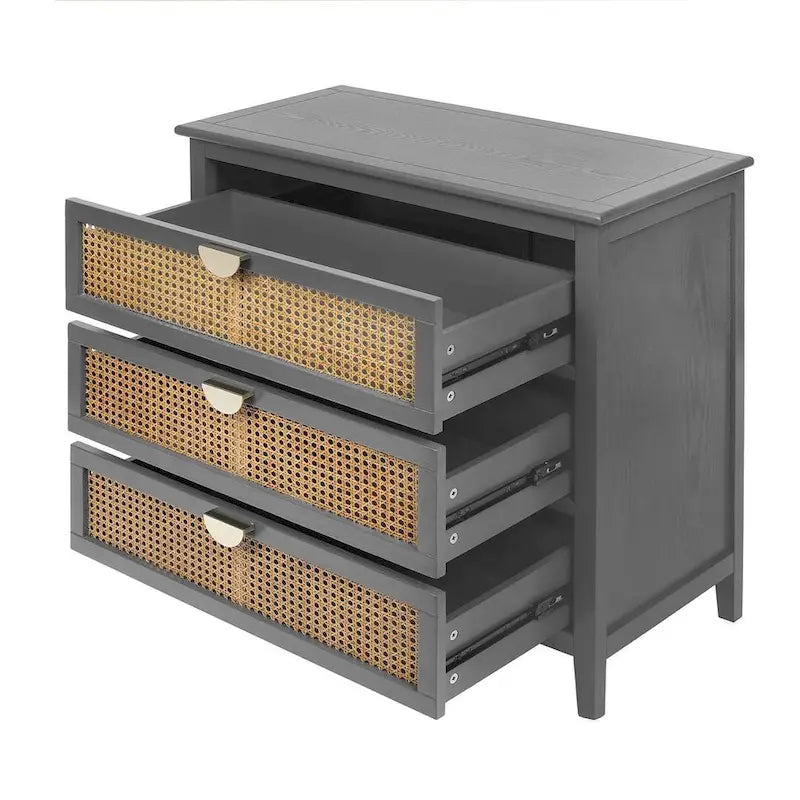 Meuble de rangement en rotin à 3 tiroirs pour chambre à coucher et salon