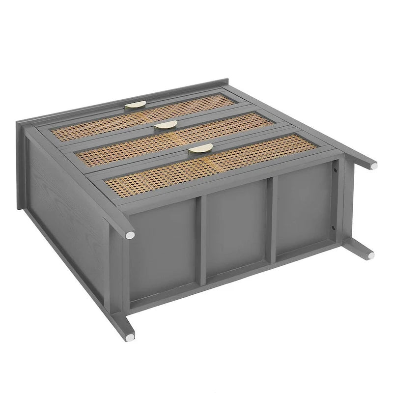 Meuble de rangement en rotin à 3 tiroirs pour chambre à coucher et salon
