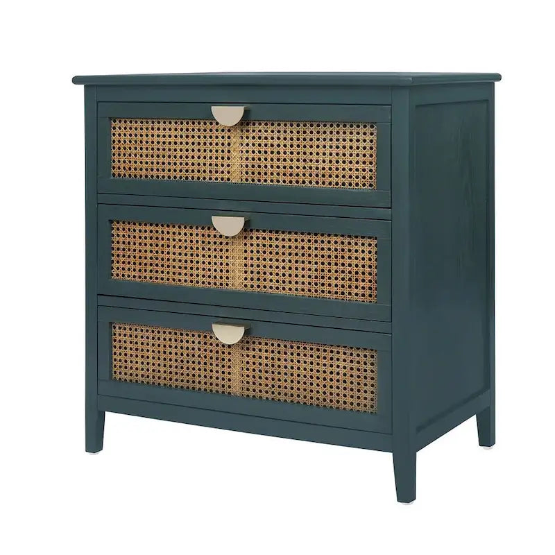 Meuble de rangement en rotin à 3 tiroirs pour chambre à coucher et salon