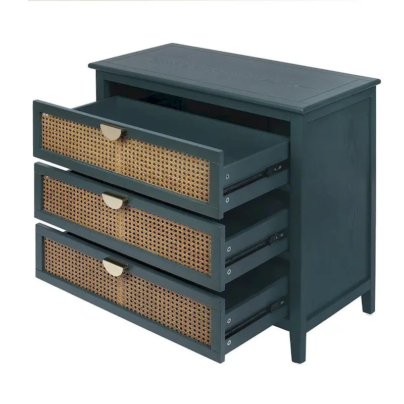 Meuble de rangement en rotin à 3 tiroirs pour chambre à coucher et salon