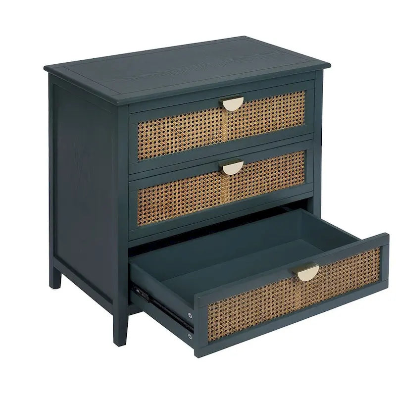 Meuble de rangement en rotin à 3 tiroirs pour chambre à coucher et salon