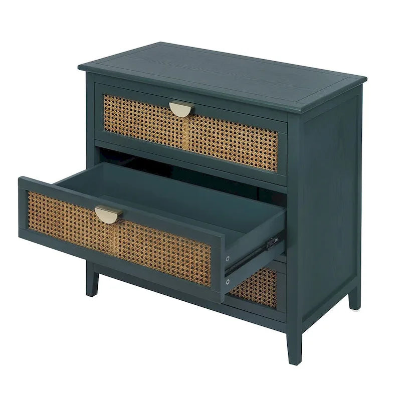 Meuble de rangement en rotin à 3 tiroirs pour chambre à coucher et salon