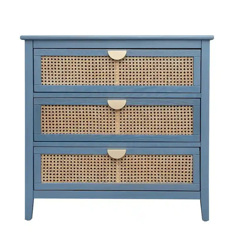 Meuble de rangement en rotin à 3 tiroirs pour chambre à coucher et salon
