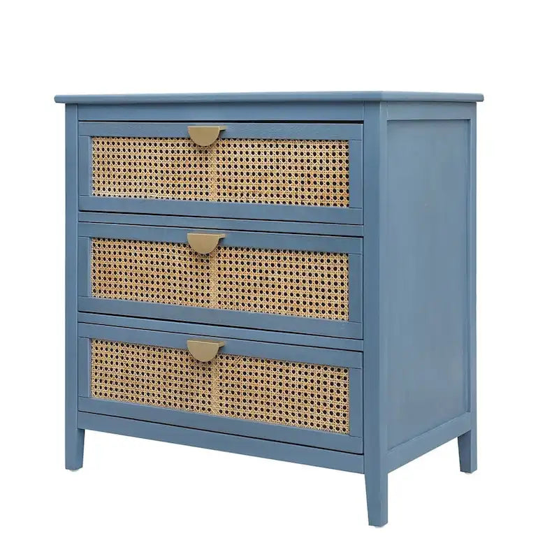 Meuble de rangement en rotin à 3 tiroirs pour chambre à coucher et salon