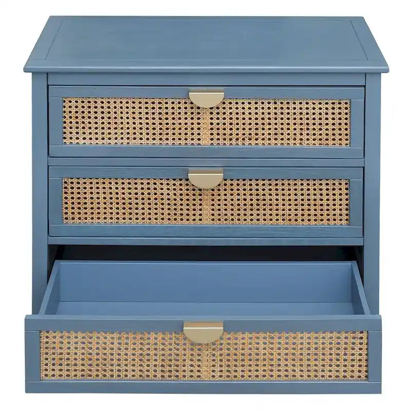 Meuble de rangement en rotin à 3 tiroirs pour chambre à coucher et salon