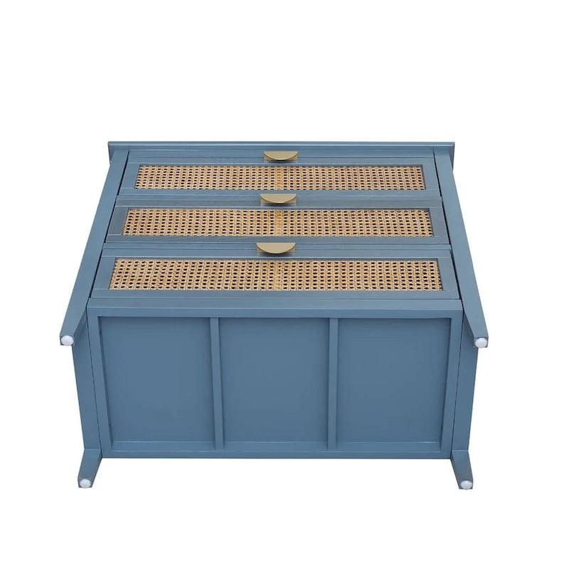 Meuble de rangement en rotin à 3 tiroirs pour chambre à coucher et salon