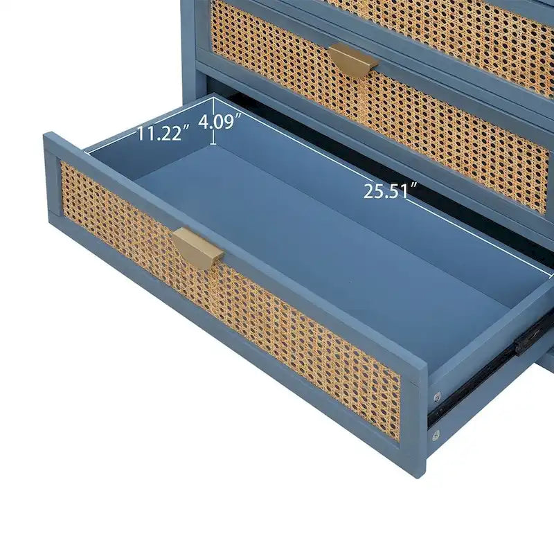 Meuble de rangement en rotin à 3 tiroirs pour chambre à coucher et salon