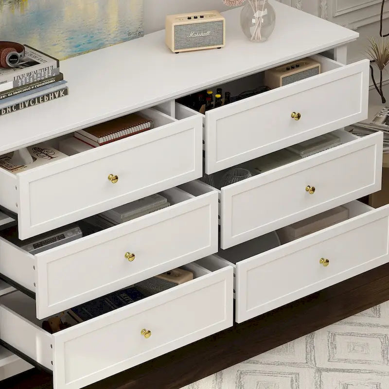 Commode laquée à double tiroir de rangement universelle pour chambre à coucher