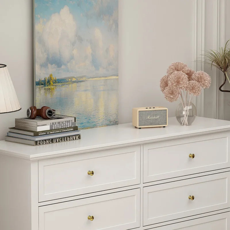 Commode laquée à double tiroir de rangement universelle pour chambre à coucher