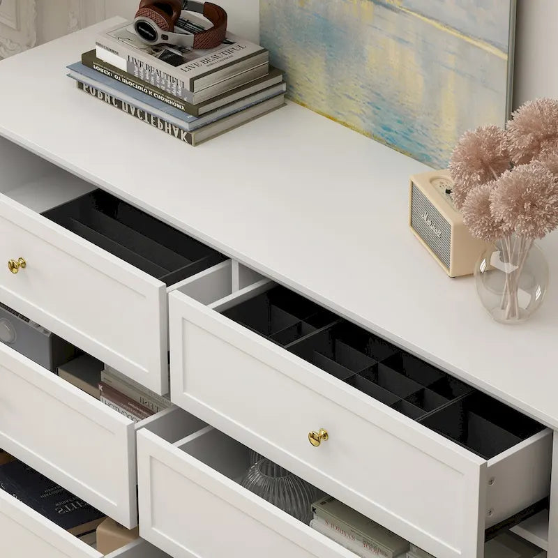 Commode laquée à double tiroir de rangement universelle pour chambre à coucher