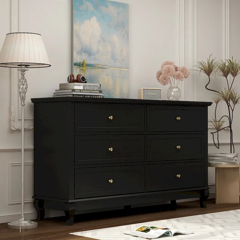 Commode laquée à double tiroir de rangement universelle pour chambre à coucher