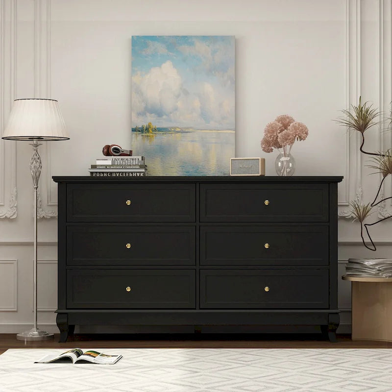 Commode laquée à double tiroir de rangement universelle pour chambre à coucher