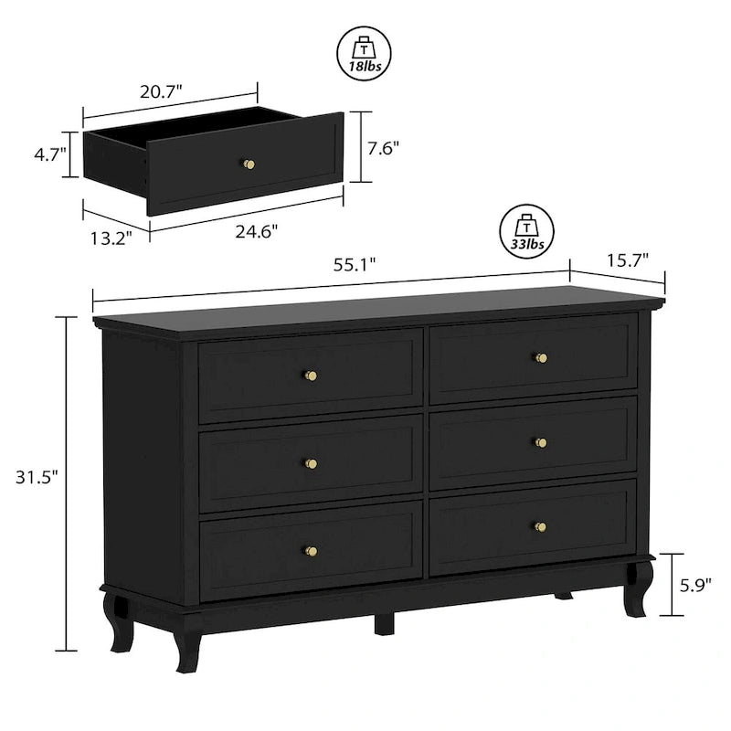 Commode laquée à double tiroir de rangement universelle pour chambre à coucher