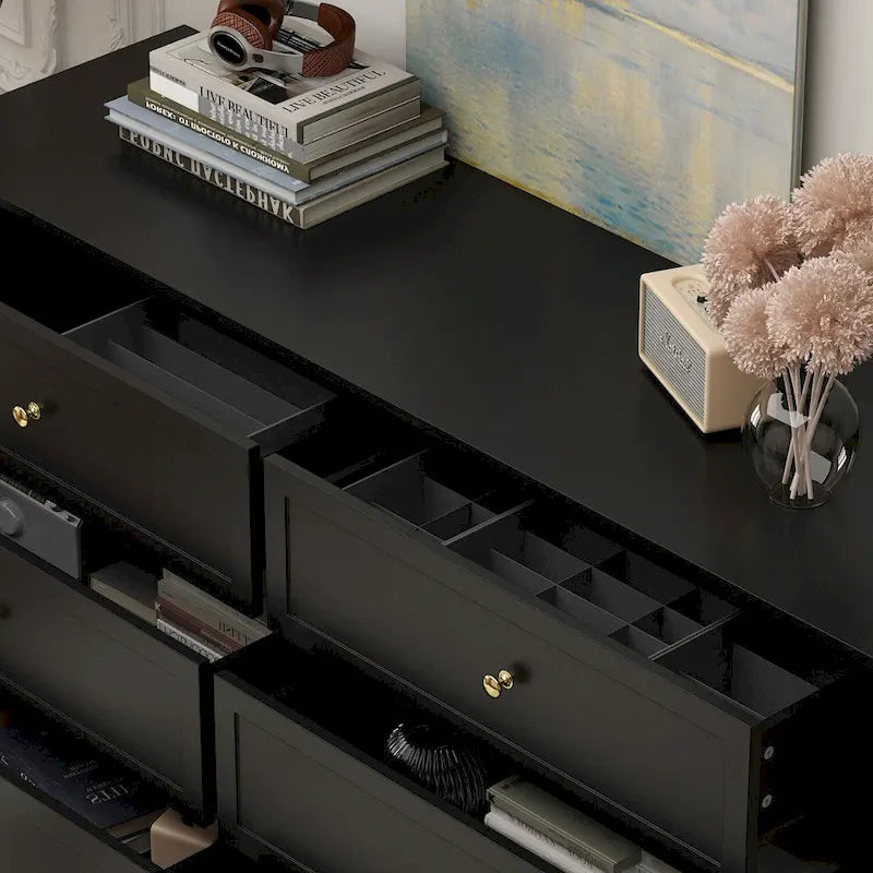 Commode laquée à double tiroir de rangement universelle pour chambre à coucher