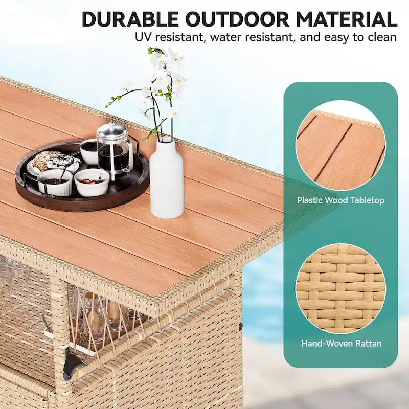 Armoires de rangement extérieures, comptoirs de bar en rotin pour patio, mobilier de jardin