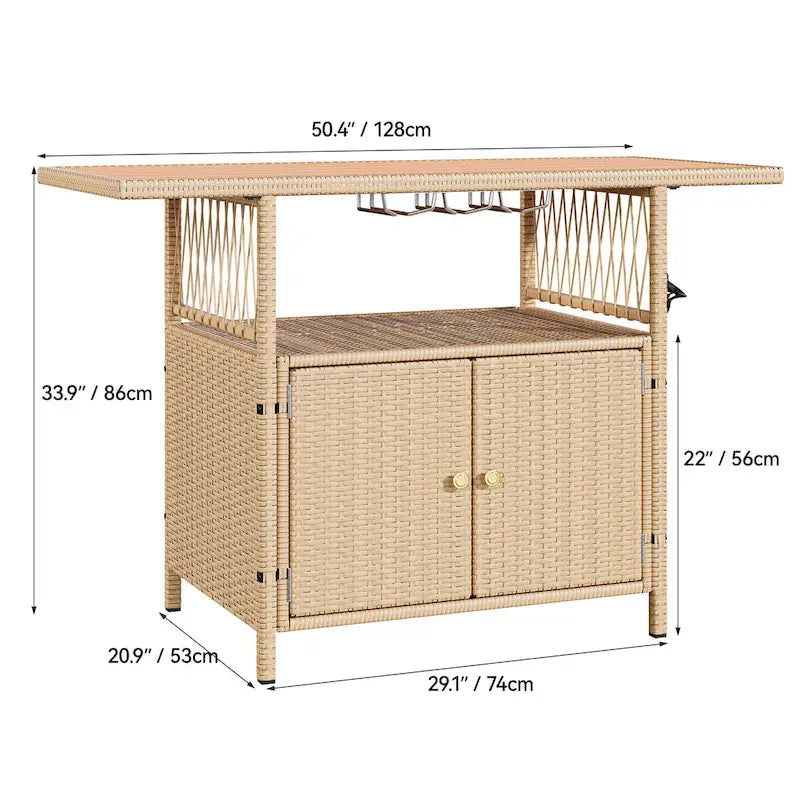 Armoires de rangement extérieures, comptoirs de bar en rotin pour patio, mobilier de jardin