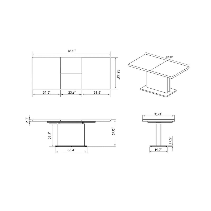 Table de salle à manger en stratifié extensible gris