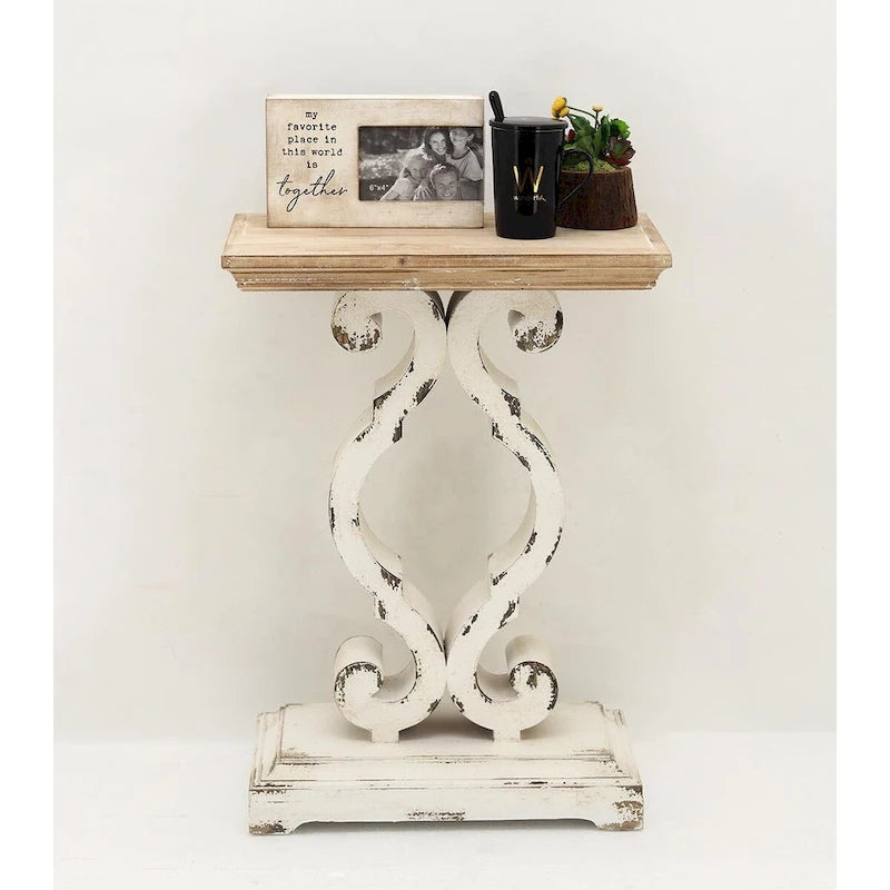Table d'appoint rectangulaire en bois de style campagnard français avec plateau en bois naturel