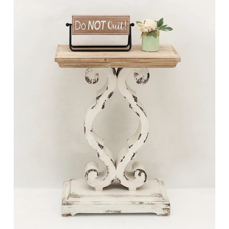 Table d'appoint rectangulaire en bois de style campagnard français avec plateau en bois naturel