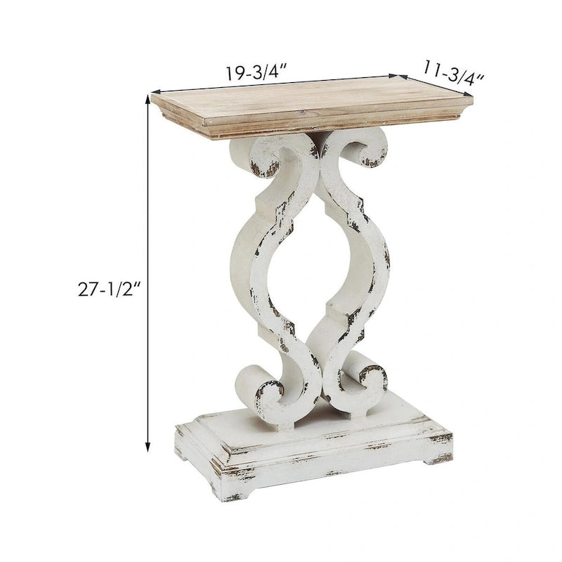 Table d'appoint rectangulaire en bois de style campagnard français avec plateau en bois naturel
