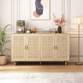 Meuble de rangement décoratif fonctionnel en rotin à 4 portes