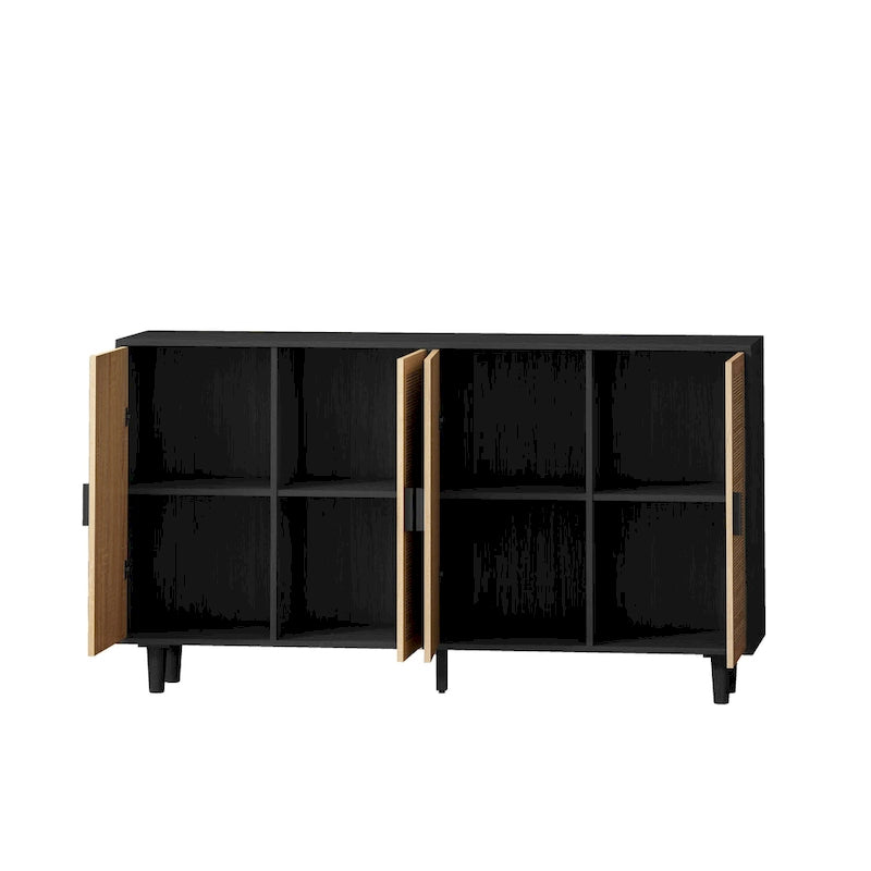 Meuble de rangement décoratif fonctionnel en rotin à 4 portes
