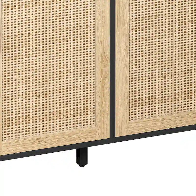 Meuble de rangement décoratif fonctionnel en rotin à 4 portes