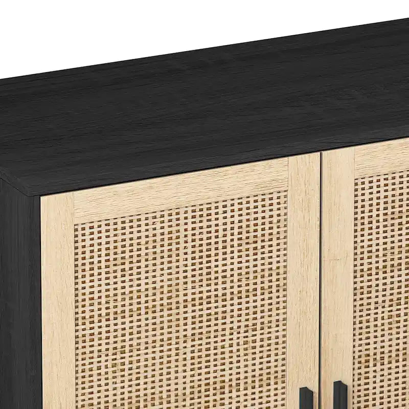 Meuble de rangement décoratif fonctionnel en rotin à 4 portes