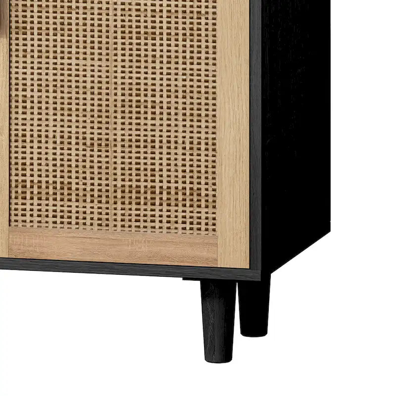 Meuble de rangement décoratif fonctionnel en rotin à 4 portes
