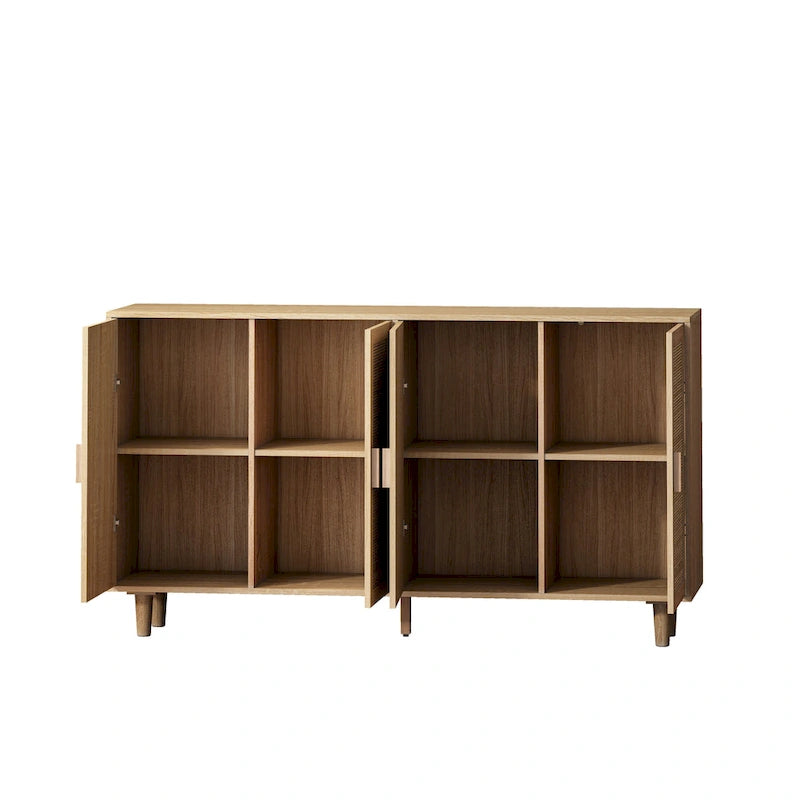 Meuble de rangement décoratif fonctionnel en rotin à 4 portes