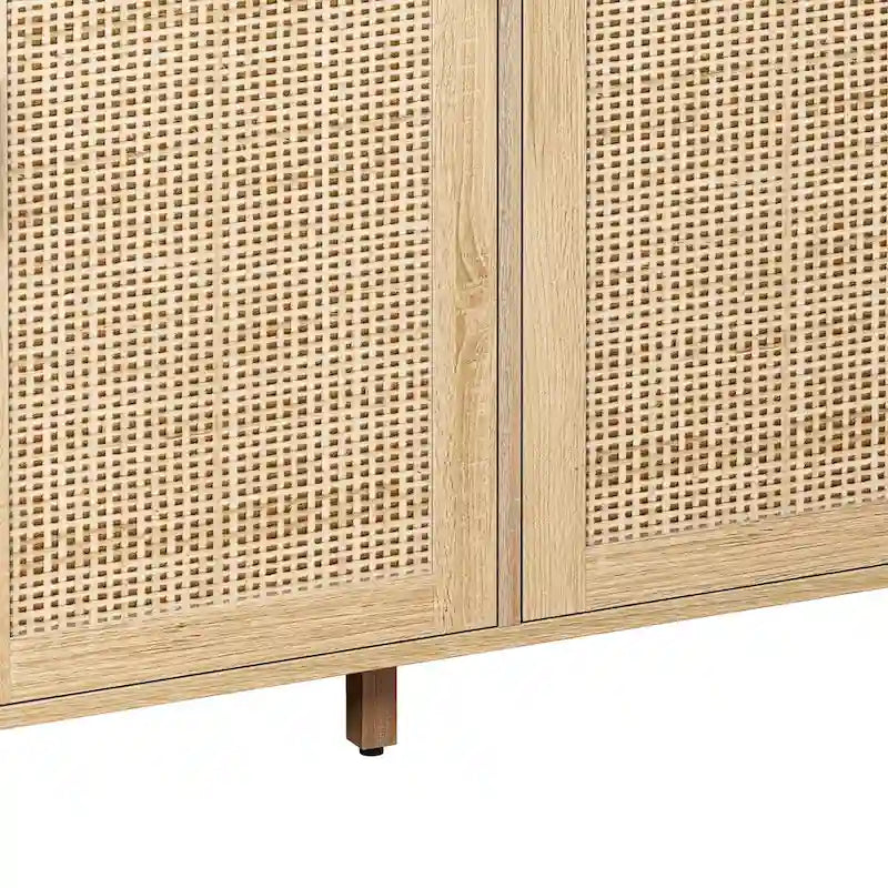 Meuble de rangement décoratif fonctionnel en rotin à 4 portes