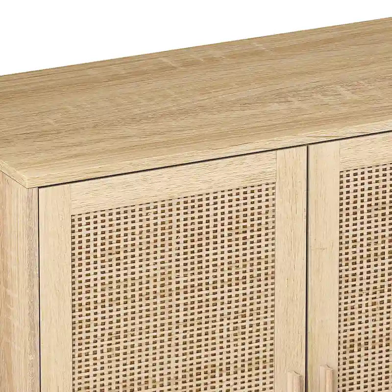 Meuble de rangement décoratif fonctionnel en rotin à 4 portes