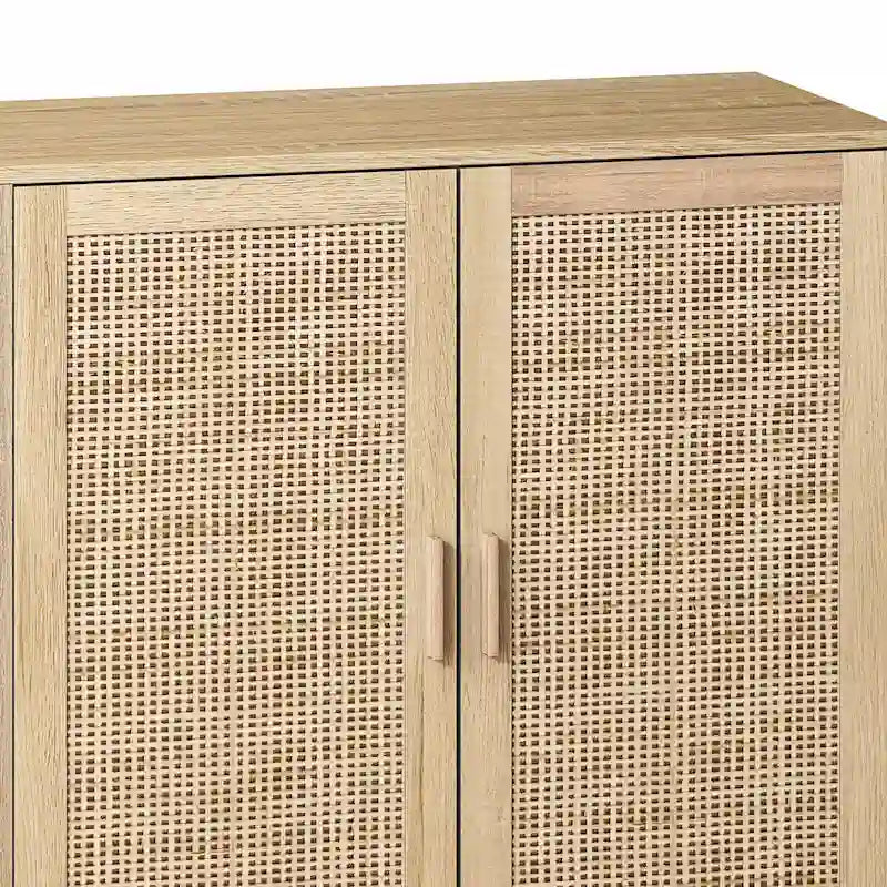 Meuble de rangement décoratif fonctionnel en rotin à 4 portes