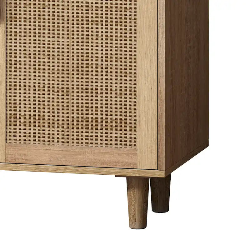 Meuble de rangement décoratif fonctionnel en rotin à 4 portes