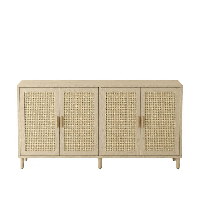 Meuble de rangement décoratif fonctionnel en rotin à 4 portes