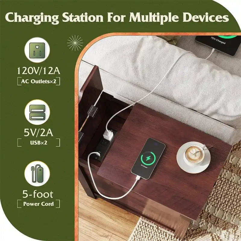 Table d'appoint avec station de recharge