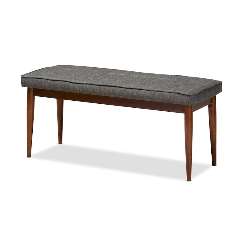 Banc de salle à manger capitonné en tissu, style Mid-Century Modern