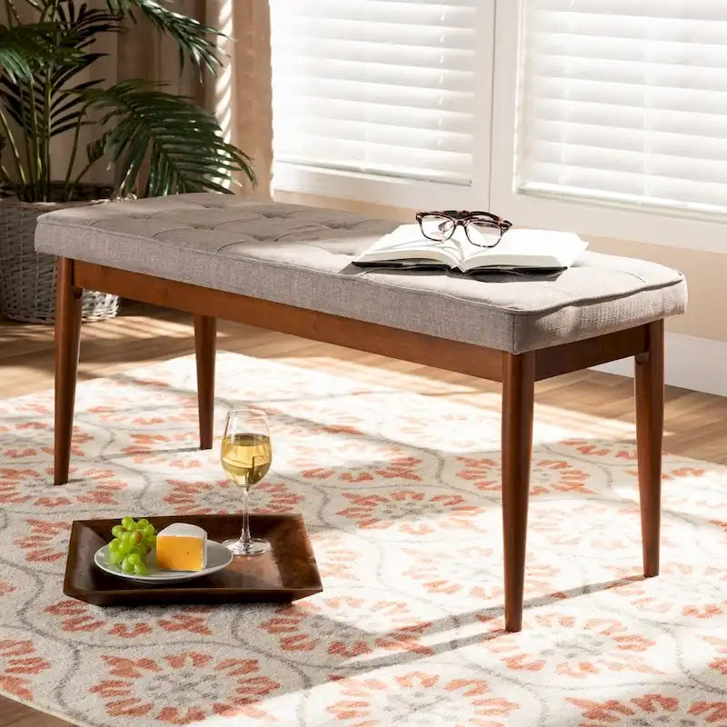 Banc de salle à manger capitonné en tissu, style Mid-Century Modern